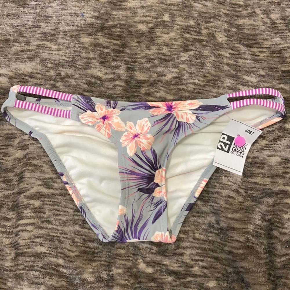 Floral Gray Bikini Bottoms